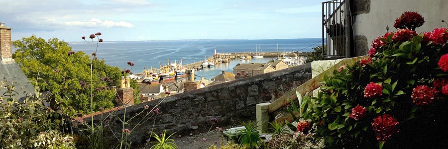 Looking seawards from the garden of Sea View Cottage.